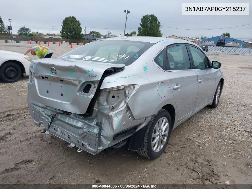 3N1AB7AP0GY215237 2016 Nissan Sentra Sv