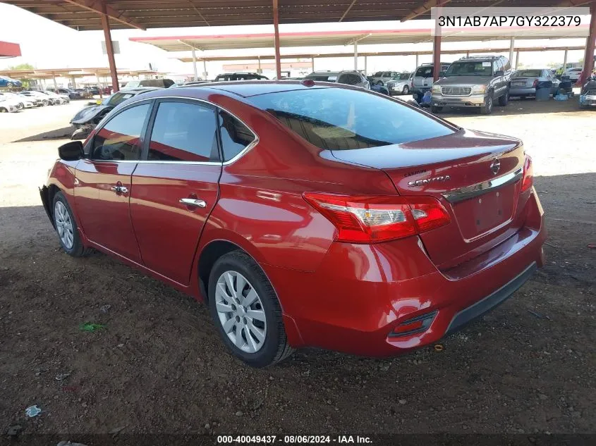 3N1AB7AP7GY322379 2016 Nissan Sentra Sv