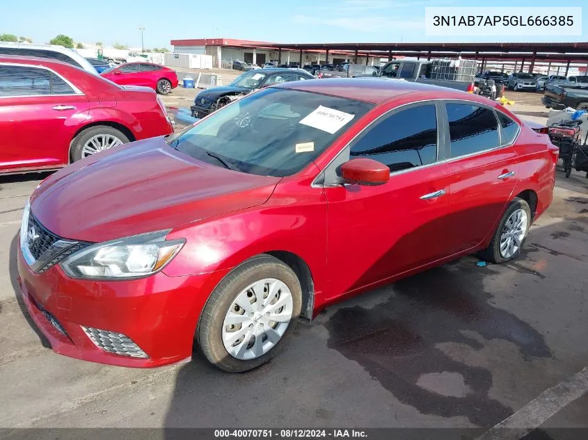 2016 Nissan Sentra Sv VIN: 3N1AB7AP5GL666385 Lot: 40070751