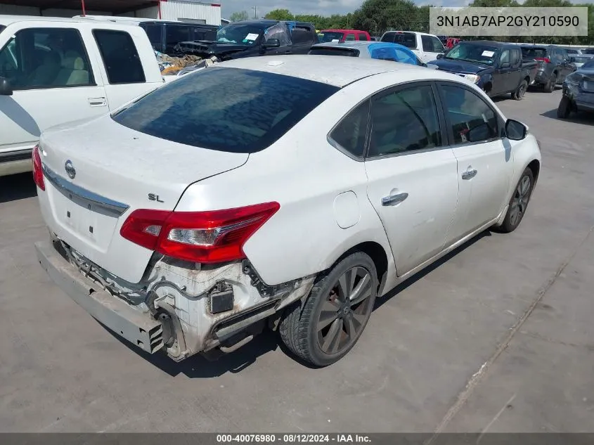 2016 Nissan Sentra Sl VIN: 3N1AB7AP2GY210590 Lot: 40076980