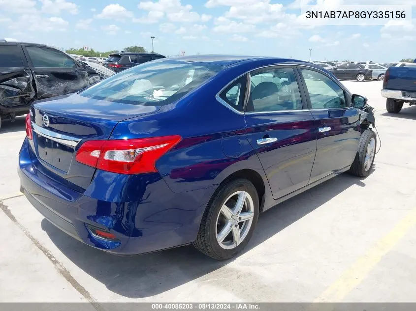 2016 Nissan Sentra S VIN: 3N1AB7AP8GY335156 Lot: 40085203