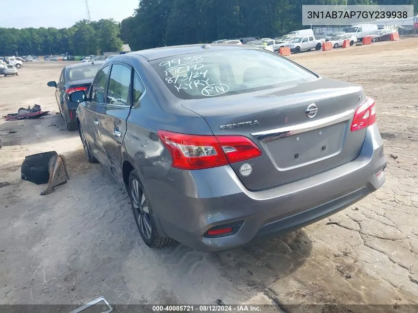 2016 Nissan Sentra Sl VIN: 3N1AB7AP7GY239938 Lot: 40085721