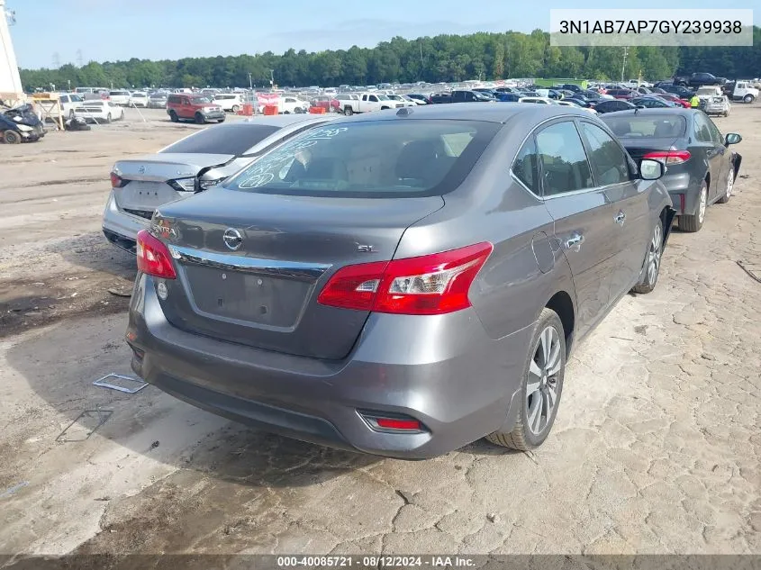 2016 Nissan Sentra Sl VIN: 3N1AB7AP7GY239938 Lot: 40085721