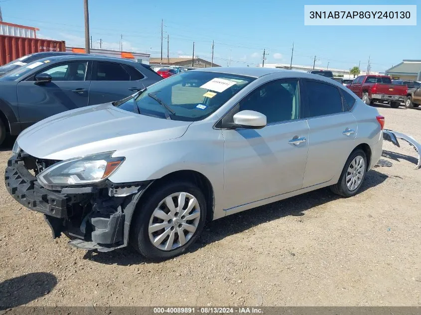 3N1AB7AP8GY240130 2016 Nissan Sentra Sv