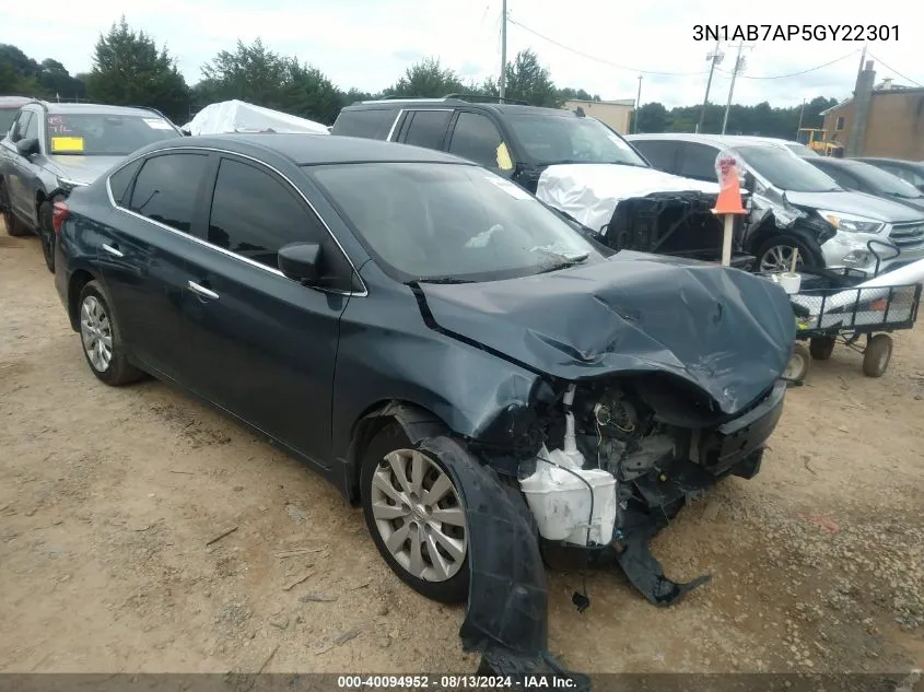 2016 Nissan Sentra S/Sv/Sr/Sl VIN: 3N1AB7AP5GY22301 Lot: 40094952