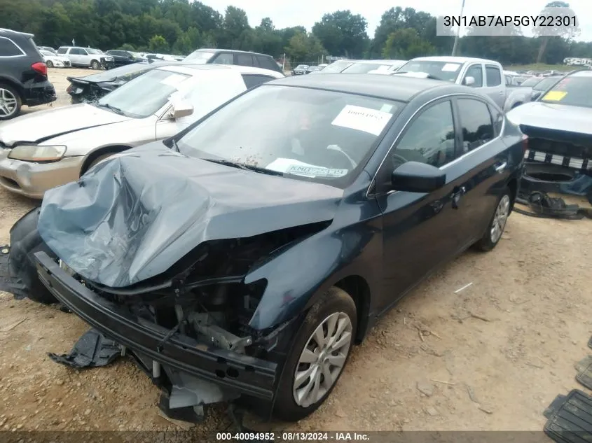 2016 Nissan Sentra S/Sv/Sr/Sl VIN: 3N1AB7AP5GY22301 Lot: 40094952