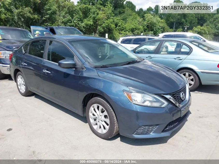 2016 Nissan Sentra Sv VIN: 3N1AB7AP2GY332351 Lot: 40095078