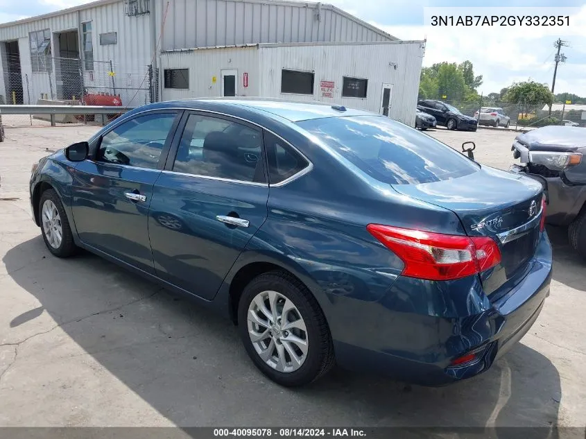 2016 Nissan Sentra Sv VIN: 3N1AB7AP2GY332351 Lot: 40095078