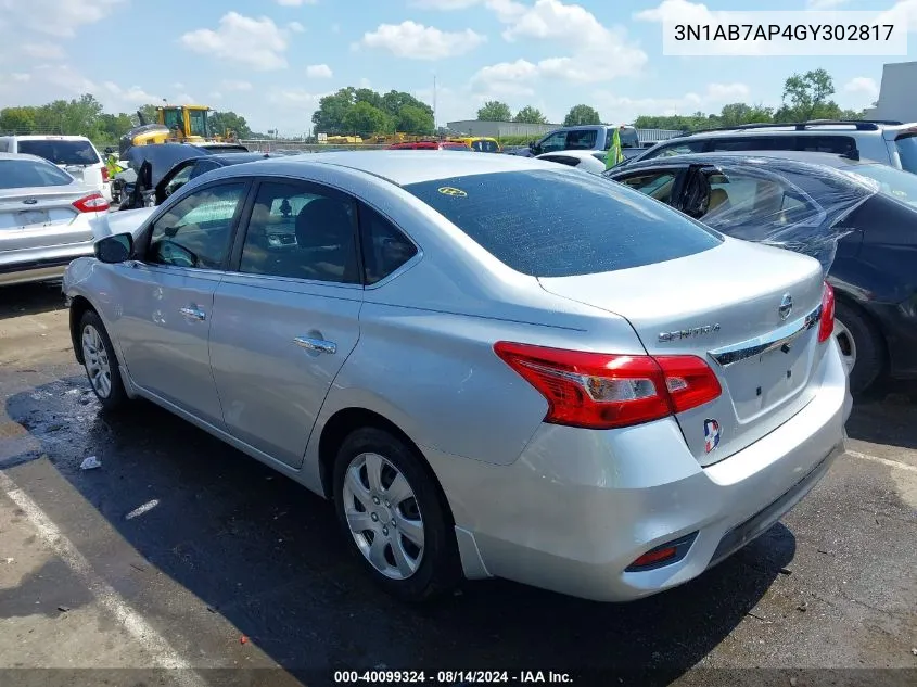 2016 Nissan Sentra S VIN: 3N1AB7AP4GY302817 Lot: 40099324