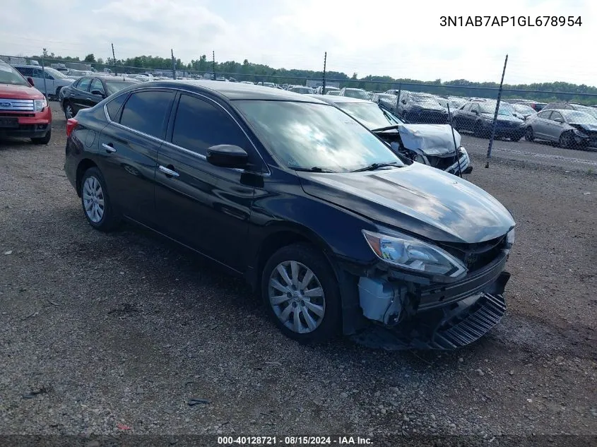 2016 Nissan Sentra Sv VIN: 3N1AB7AP1GL678954 Lot: 40128721