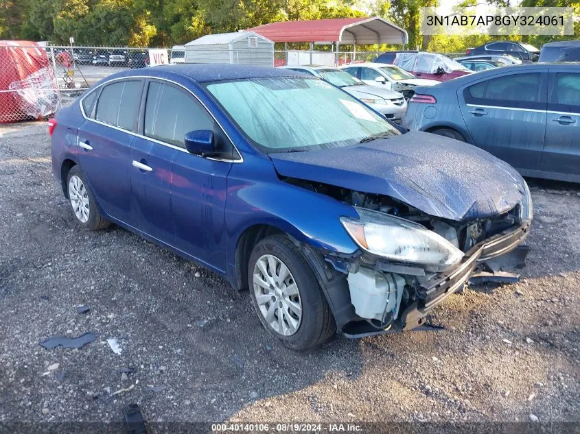 2016 Nissan Sentra S VIN: 3N1AB7AP8GY324061 Lot: 40140106