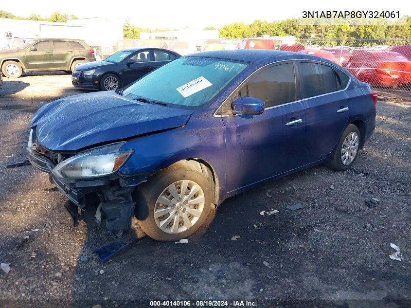 2016 Nissan Sentra S VIN: 3N1AB7AP8GY324061 Lot: 40140106