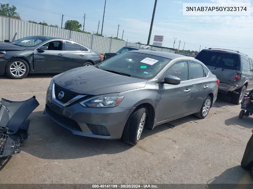 2016 Nissan Sentra S/Sv/Sr/Sl VIN: 3N1AB7AP5GY323174 Lot: 40141199