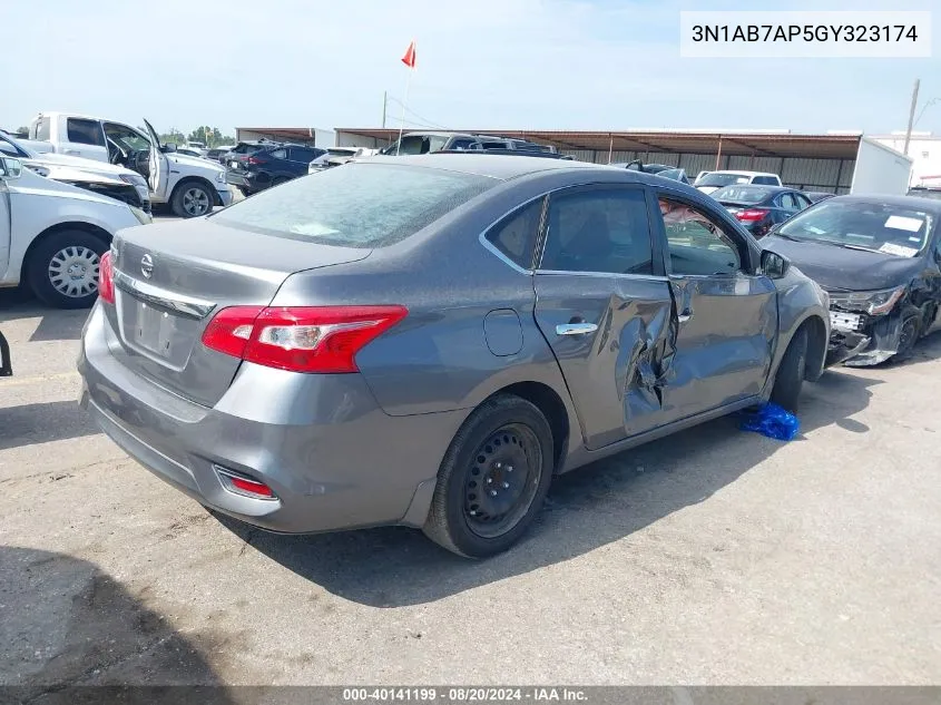 2016 Nissan Sentra S/Sv/Sr/Sl VIN: 3N1AB7AP5GY323174 Lot: 40141199