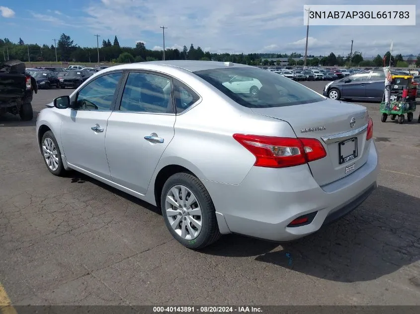 2016 Nissan Sentra Fe+ S/S/Sl/Sr/Sv VIN: 3N1AB7AP3GL661783 Lot: 40143891