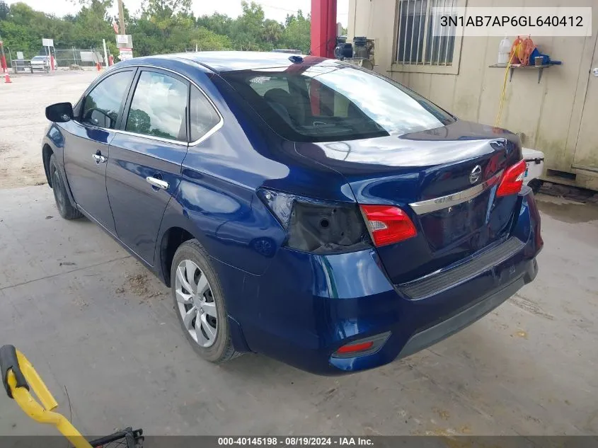 2016 Nissan Sentra Fe+ S/S/Sl/Sr/Sv VIN: 3N1AB7AP6GL640412 Lot: 40145198