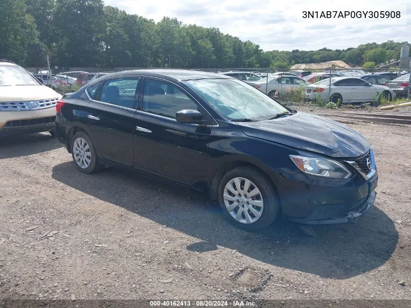 2016 Nissan Sentra Sv VIN: 3N1AB7AP0GY305908 Lot: 40162413