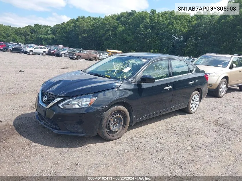 2016 Nissan Sentra Sv VIN: 3N1AB7AP0GY305908 Lot: 40162413