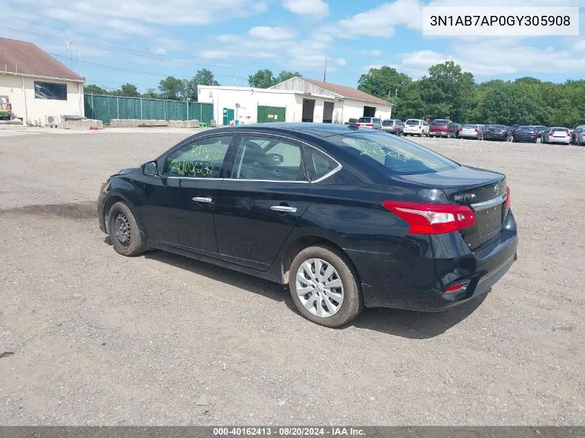 2016 Nissan Sentra Sv VIN: 3N1AB7AP0GY305908 Lot: 40162413