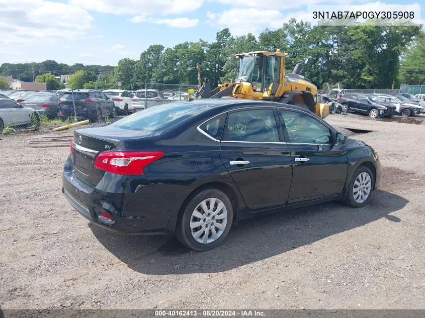 2016 Nissan Sentra Sv VIN: 3N1AB7AP0GY305908 Lot: 40162413