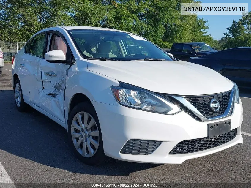 2016 Nissan Sentra Sv VIN: 3N1AB7APXGY289118 Lot: 40165110