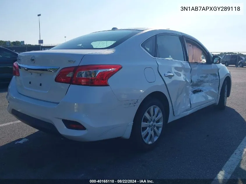 3N1AB7APXGY289118 2016 Nissan Sentra Sv