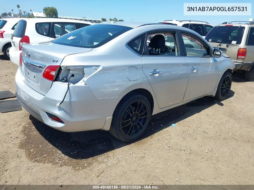 2016 Nissan Sentra Fe+ S/S/Sl/Sr/Sv VIN: 3N1AB7AP0GL657531 Lot: 40168156