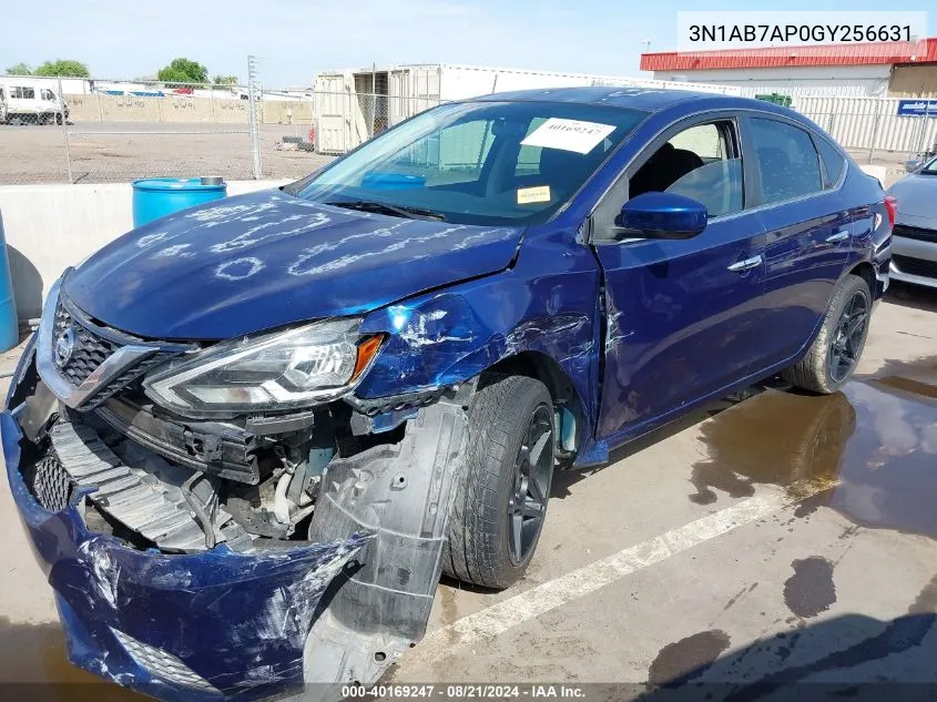 2016 Nissan Sentra S/Sv/Sr/Sl VIN: 3N1AB7AP0GY256631 Lot: 40169247