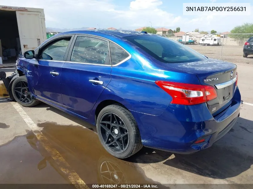 2016 Nissan Sentra S/Sv/Sr/Sl VIN: 3N1AB7AP0GY256631 Lot: 40169247