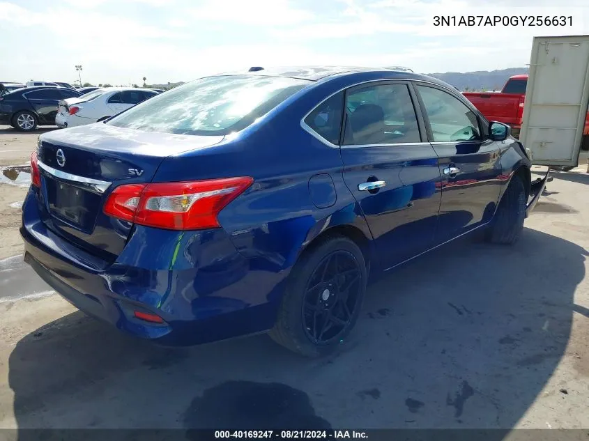 2016 Nissan Sentra S/Sv/Sr/Sl VIN: 3N1AB7AP0GY256631 Lot: 40169247