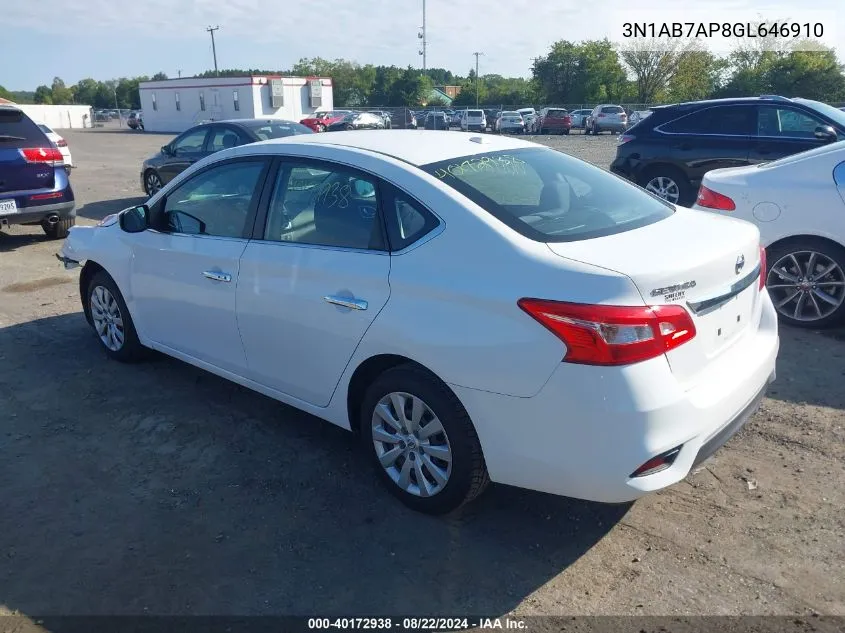 2016 Nissan Sentra Fe+ S/S/Sl/Sr/Sv VIN: 3N1AB7AP8GL646910 Lot: 40172938