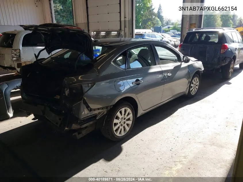 2016 Nissan Sentra Sv VIN: 3N1AB7APXGL662154 Lot: 40189871