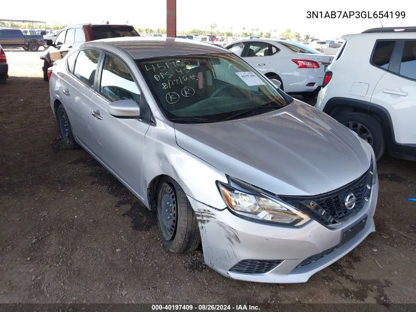 2016 Nissan Sentra Sv VIN: 3N1AB7AP3GL654199 Lot: 40197409