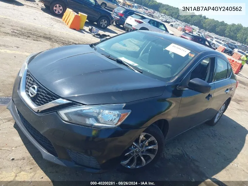 2016 Nissan Sentra Sv VIN: 3N1AB7AP4GY240562 Lot: 40200281