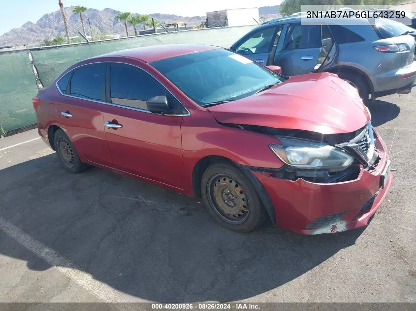 3N1AB7AP6GL643259 2016 Nissan Sentra Fe+ S/S/Sl/Sr/Sv