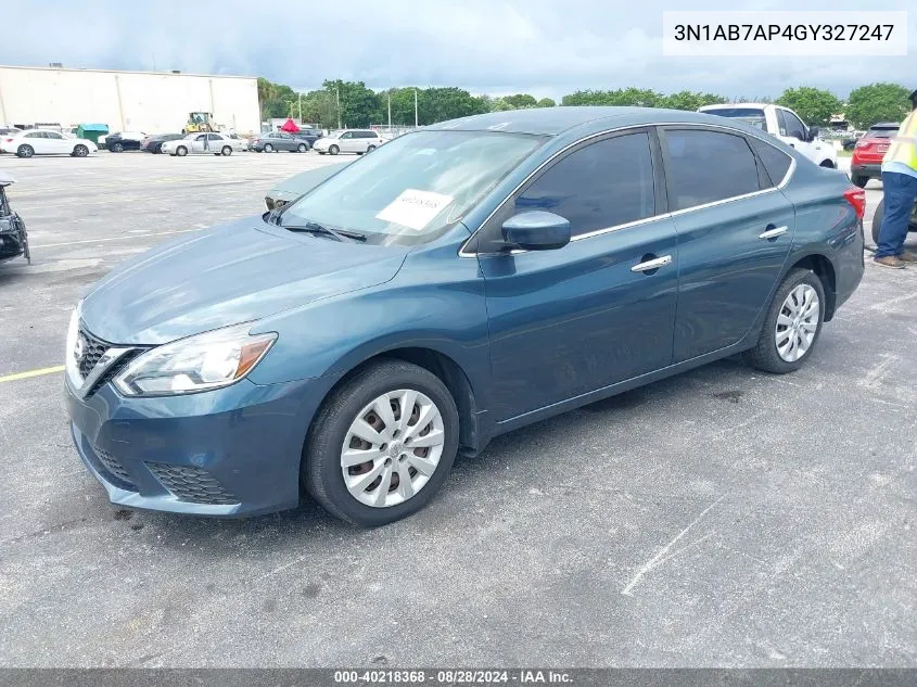 2016 Nissan Sentra Sv VIN: 3N1AB7AP4GY327247 Lot: 40218368