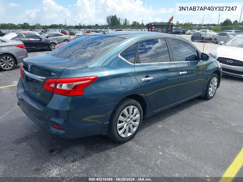 2016 Nissan Sentra Sv VIN: 3N1AB7AP4GY327247 Lot: 40218368