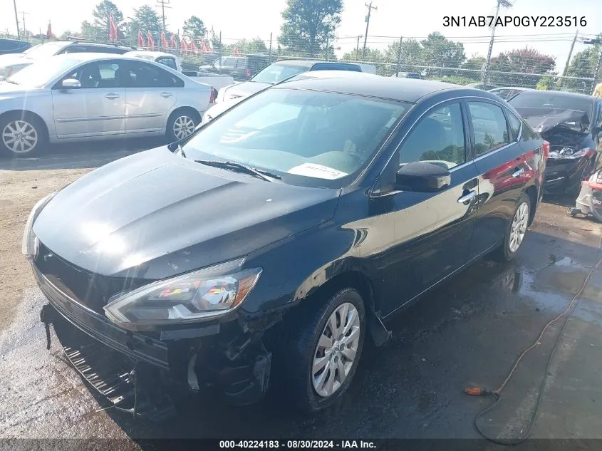 2016 Nissan Sentra S VIN: 3N1AB7AP0GY223516 Lot: 40224183