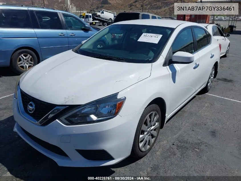 2016 Nissan Sentra S VIN: 3N1AB7AP7GY336461 Lot: 40228761