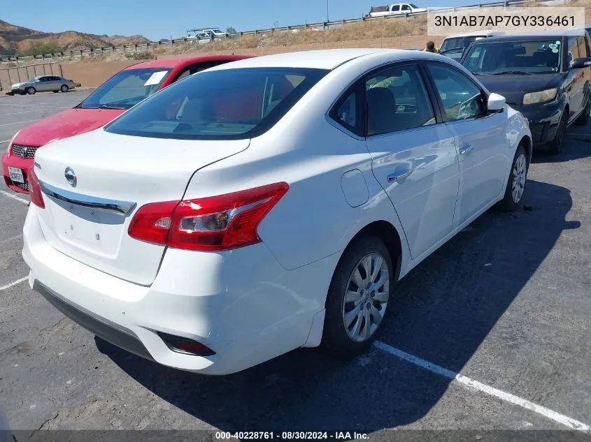 2016 Nissan Sentra S VIN: 3N1AB7AP7GY336461 Lot: 40228761