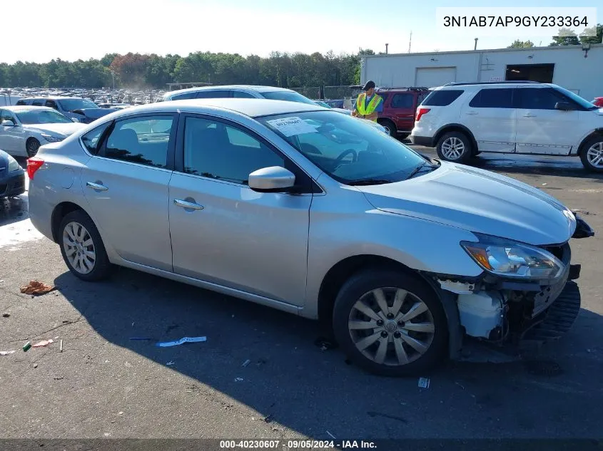 2016 Nissan Sentra Fe+ S/S/Sl/Sr/Sv VIN: 3N1AB7AP9GY233364 Lot: 40230607