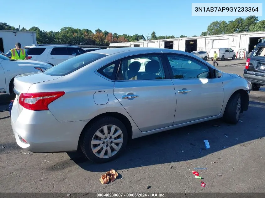 2016 Nissan Sentra Fe+ S/S/Sl/Sr/Sv VIN: 3N1AB7AP9GY233364 Lot: 40230607