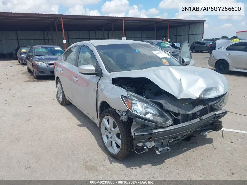 2016 Nissan Sentra Fe+ S/S/Sl/Sr/Sv VIN: 3N1AB7AP6GY266600 Lot: 40235663