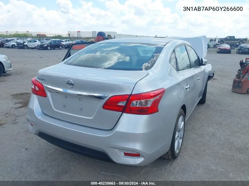 2016 Nissan Sentra Fe+ S/S/Sl/Sr/Sv VIN: 3N1AB7AP6GY266600 Lot: 40235663