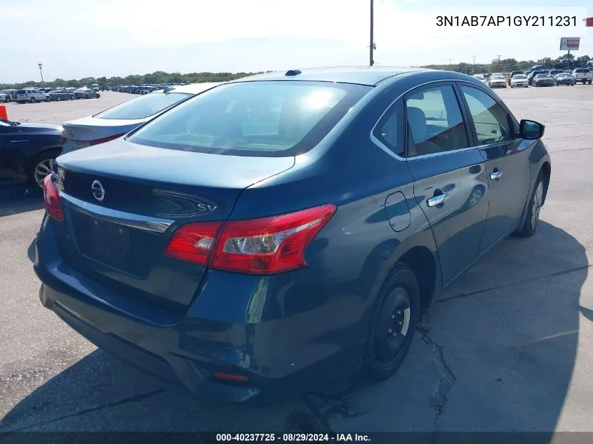 3N1AB7AP1GY211231 2016 Nissan Sentra Sv