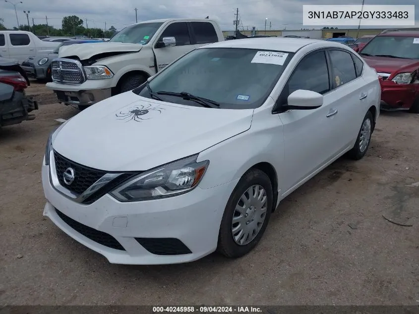 2016 Nissan Sentra S VIN: 3N1AB7AP2GY333483 Lot: 40245958