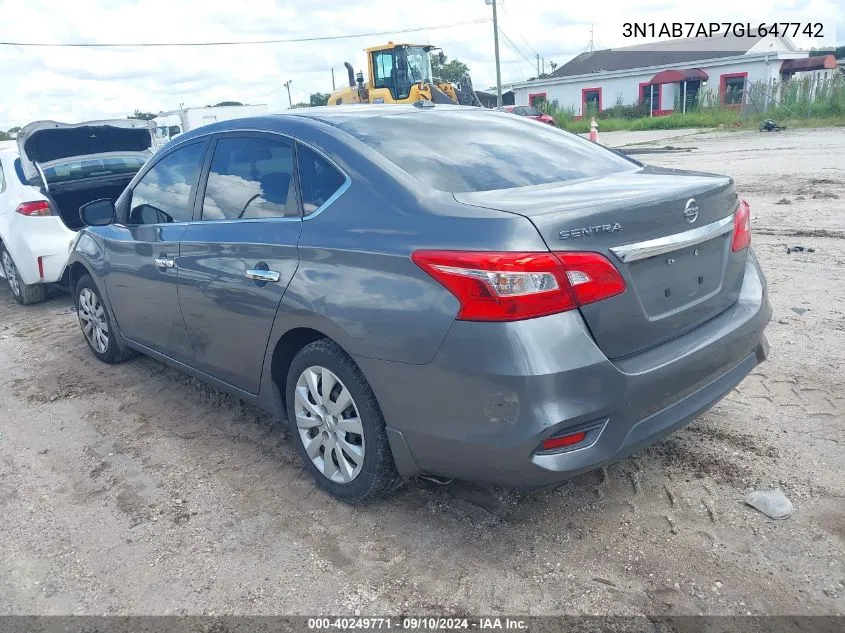 3N1AB7AP7GL647742 2016 Nissan Sentra S/Sv/Sr/Sl