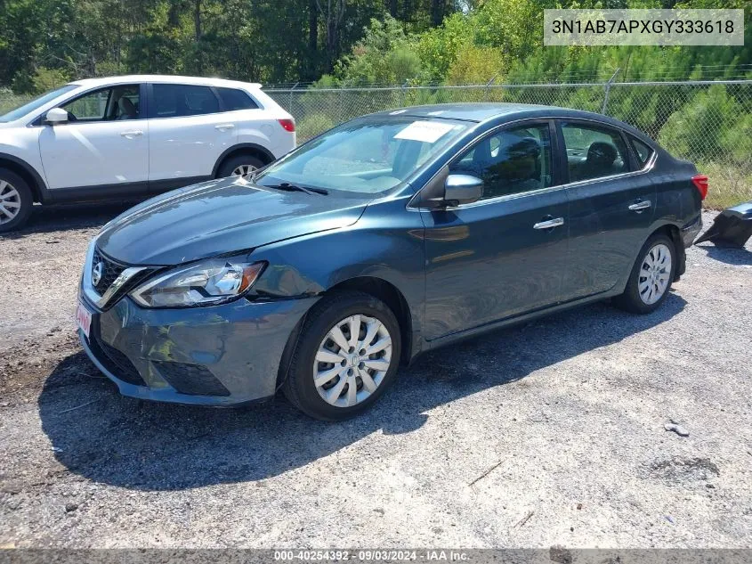 2016 Nissan Sentra Sv VIN: 3N1AB7APXGY333618 Lot: 40254392