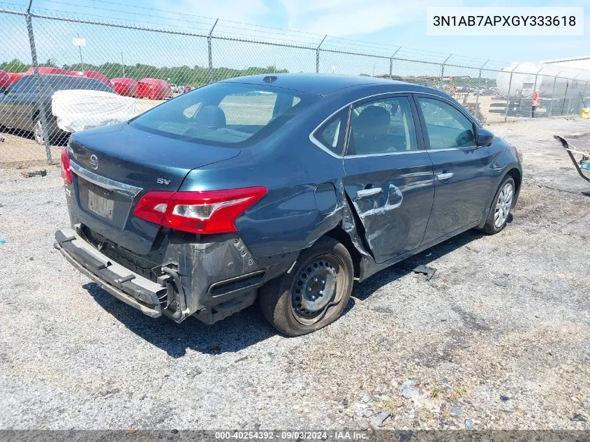 2016 Nissan Sentra Sv VIN: 3N1AB7APXGY333618 Lot: 40254392