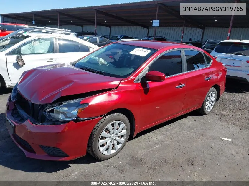 2016 Nissan Sentra Sv VIN: 3N1AB7AP8GY319765 Lot: 40257462